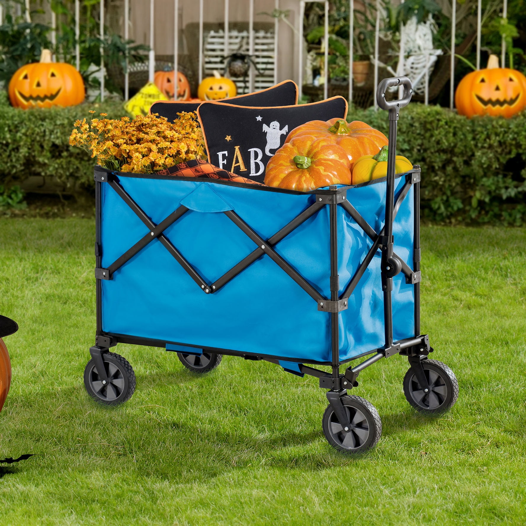 Sunjoy Chariot pliable d'une grande capacité de 255 litres, chariot utilitaire pliable, chariot de plage robuste à grandes roues, chariot de jardin portable pour le camping, la pêche, les sports et l