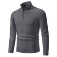 thumbnail image 1 of Mrat Chandails pour Hommes Col Ras du Cou Chandail d'Hiver Décontracté pour Hommes Mode Couleur Unie Design à Fermeture Éclair Chandail à Col à Manches Longues Chandails d'Automne pour Hommes P-87 Gris Foncé L, 1 of 1