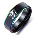 thumbnail image 3 of GODS EYE SIGNET RING FOR MEN TITANIUM STEEL BLACK EGYPTIAN EYE OF GOD HORUS UDJAT ILLUMINATI TRIQUETRA RING M730JR2020-8RB 10, 3 of 6