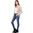 thumbnail image 3 of Unique Bargains Women's Faux Suede Jacket Long Sleeve Draped Front Moto Jackets, 3 of 7