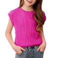 thumbnail image 1 of Timegard Toddler Girls Clothes Cap Sleeve Texture Loose Comfy Top Blouse Solid Color Casual Summer, 1 of 8