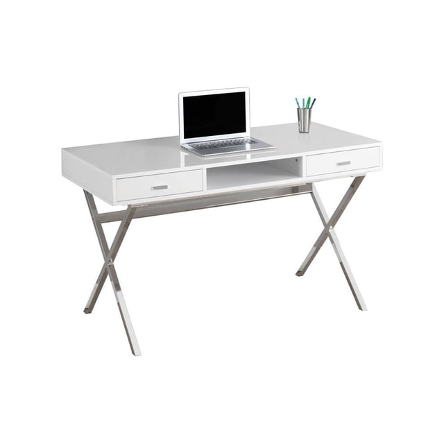 Bureau d’ordinateur Monarch Specialties en blanc lustré