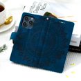 thumbnail image 3 of Flip Case for iPhone 16 Pro, Totem Embossed Flowers Premium PU Leather Wallet Folio Cover with Card Holder Kickstand Compatible with iPhone 16 Pro - Blue, 3 of 14