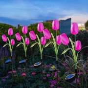 Solar Tulips Garden Lights, Xinsrenus Waterproof Outdoor Solar Stake Lights for Yard Lawns, Decorative Pathway Lighting for Patio Villa Landscapes with Auto Dusk to Dawn, Purple