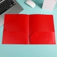 thumbnail image 2 of ZTTD 2Pcs Twin-Pocket Folders, File Folders with Pockets and Business Card Slot, Heavy Duty Plastic 2 Pockets Folders for Documents, Letter Size (Type1-Red), 2 of 9