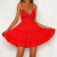 thumbnail image 3 of Femmes Fronde Robe d'Été Sans Dos Bretelles Robe Dentelle Coutures Femmes Vestidos, 3 of 7