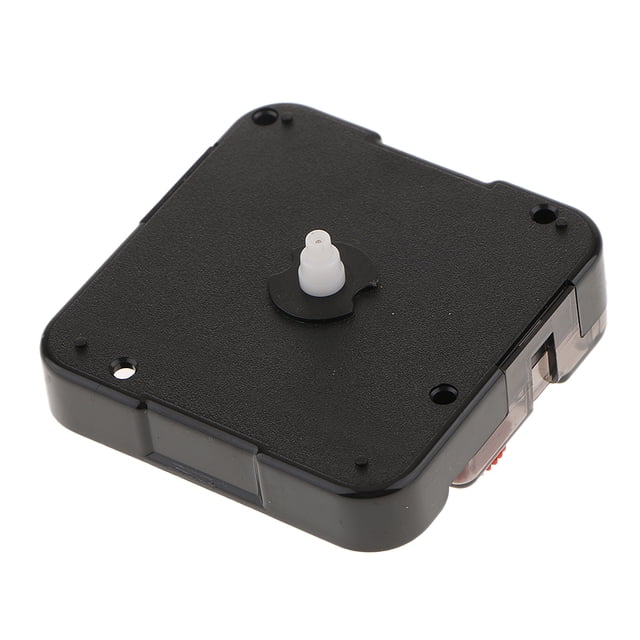 New Replacement 8.9mm Silent Sweep Clock Movement Mechanism Motor & Fittings DIY 8.9mm Shaft. A black, square clock movement mechanism with a central white shaft, ideal for repairing or replacing clock mechanisms. Made of durable metal, it measures 55x55x15mm and features a silent sweep motor for noise-free operation. Compatible with various shaft sizes for different clock panel thicknesses. Clock hands are not included.