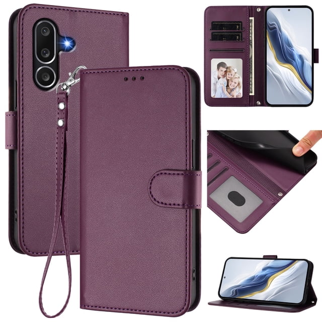 GANGXUN Wallet Case for Samsung Galaxy M56 – Magnetic Closure, RFID Blocking, Wrist Strap, Wireless Charging Compatible