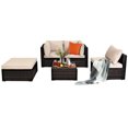 thumbnail image 1 of Patiojoy 5-Piece Outdoor Patio Sectional Rattan Wicker Conversation Sofa Set with Yellowish Cushions, 1 of 5