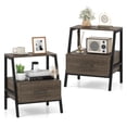 thumbnail image 1 of Costway 2 PCS Nightstand with Drawer Farmhouse 3-Tier Bedside Table with Open Shelf End Table, 1 of 10