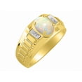thumbnail image 2 of RYLOS Men's Rings 14K Yellow Gold Ring Classic Designer Style 8X6MM Oval Gemstone & Diamond Ring Opal African Birthstone Rings For Men Size 10, 2 of 6