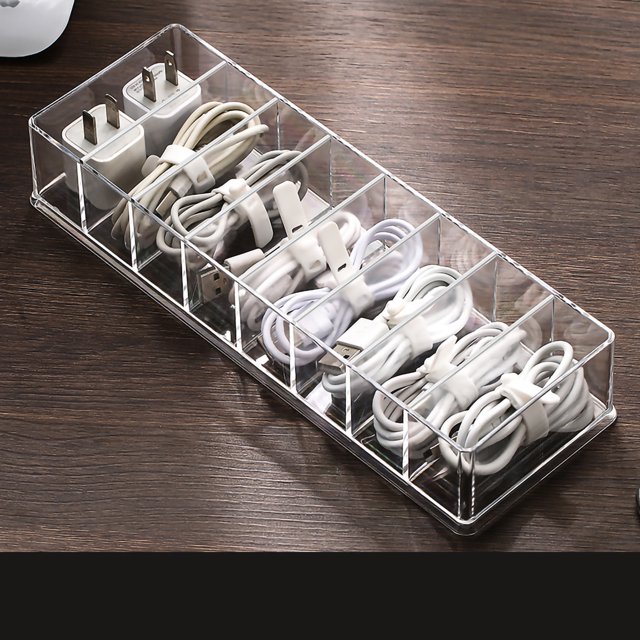 Organisateur de Câbles Transparent Boîte de Rangement de Câbles de Charge Boîte de Rangement de Câbles de Données Boîte de Gestion de Câbles de Données Boîte de Stockage de Câbles de Bureau