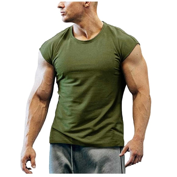 Tungbrin Débardeurs de Gym pour Hommes Grande Taille Été Décontracté Col Rond Sans Manches T-Shirts Athlétiques Course Débardeurs pour Muscles