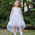 thumbnail image 2 of GDREDA Robes d'Été pour Filles 2025 Printemps Robe à Manches Longues pour Filles Robe en Tulle Blanc, 9-10 Ans, 2 of 9