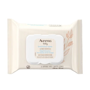 Aveeno Bébé, peau sensible, main & essuie-tête