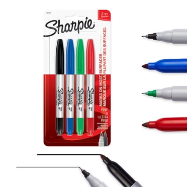 Sharpie Twin Tip Permanent Markers, Fine and Ultra Fine, Assorted Colours, 4 Count