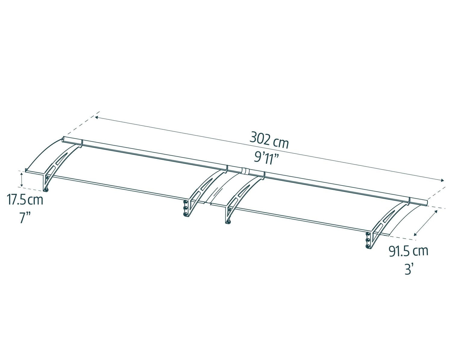 CANOPIA by PALRAM Auvent fixe pour portes et fenêtres Aquila, 3 pi x 10 pi, gris