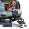 thumbnail image 1 of VEVOR Dog Stairs for Car, 4 Steps Extra Wide Foldable Dog Ramp for Large Dogs with Non-Slip Rug Surface, Portable Lightweight Pet Ladder for Car, SUV, Truck, High Beds, Sofas, Support up to 200 lbs, 1 of 9