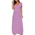 thumbnail image 1 of fatyb Robes Maxi à Manches Courtes pour Femmes Col Ras du Cou Décontractées Longues Robes Imprimées Robes T-Shirt d'Été, 1 of 5