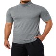 thumbnail image 3 of T-Shirt à Col Montant pour Homme à Manches Courtes, Chandail de Base, Tricot de Corps Extensible, Haut Léger, 3 of 6