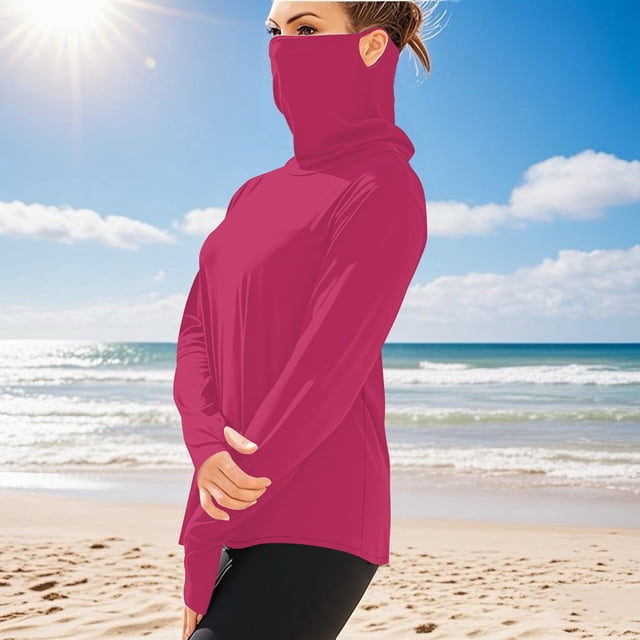 Ovbmpzd Hauts Roses pour Femmes Manches Longues Protection Solaire Respirant T-Shirts Unis Blouse pour Femme G