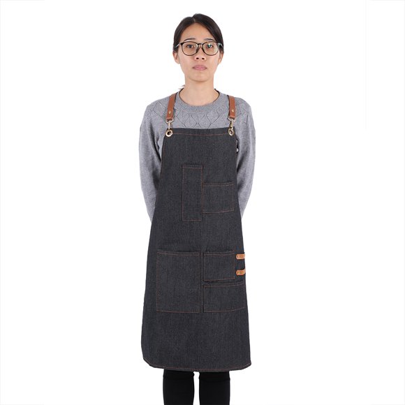 Yosoo Tablier-bavette en Denim à Sangle en Cuir pour Boulanger, Barman, BBQ, Chef, Travail, Uniforme de Cuisinier, Tablier pour Adulte, Tablier de Cuisine