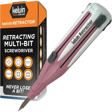 Kelvin Tools Retractor - Retractable All-In-One Screwdriver Quick Change Phillips Head and Flat Head, Upgraded Retract-A-Bit Screwdriver, Durable & Lightweight - MADE in NORTH AMERICA