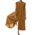 thumbnail image 1 of HBFAGFB Combinaison Femme Col Rond Manches Courtes Zippées Ample et Légère Jaune Taille TG, 1 of 5
