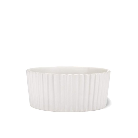 Waggo Bol pour Chien en Céramique Ondulé pour Races Moyennes et Grandes - Moderne avec Finition Mate, Plat pour Nourriture et Eau pour Animaux Lourd et Durable, Lavable au Lave-Vaisselle (Grand, Blanc)