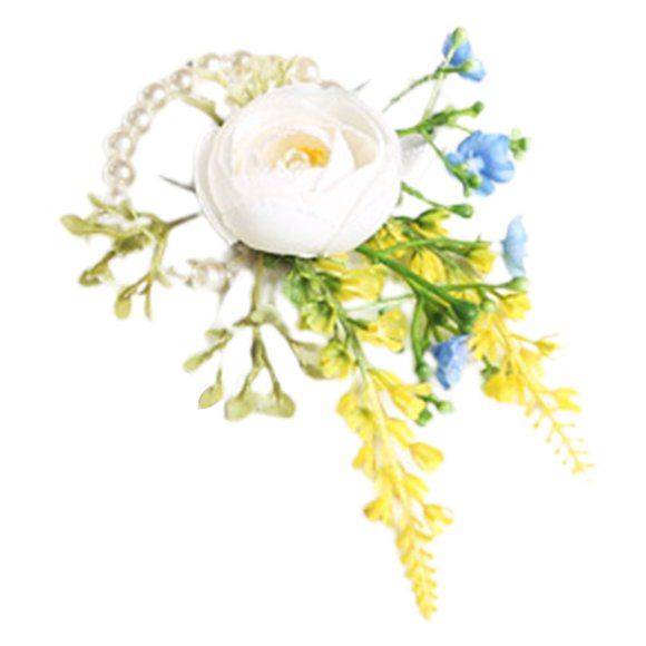 Rosebud Corsage Wrist Flower Set Artificial Hand Flower and Boutonniere Set for Homecoming Graduation Prom Bridal Wedding Party, 3.14x4.72"