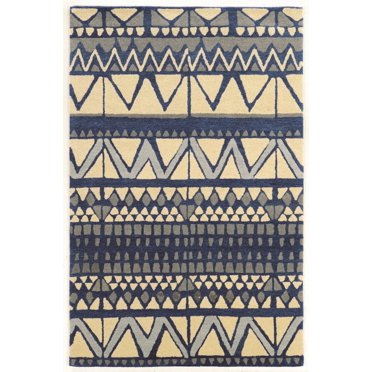 Tapis d'appoint en Laine Aspire Comp ivoire et bleu de 2 pi x 3 pi