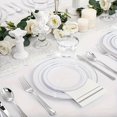 thumbnail image 3 of AMERTEER 700 Silver Plastic Plates For One-time Use For 100 Guests - White Plastic Plates With Silver Decoration Include 100 Dinner Plates  100 Dessert Plates  300 Cutlery Sets  100 Cups, 3 of 5