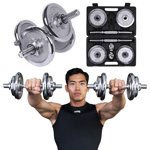 GoZone 40lb Chromed Dumbbell Set – Silver/Black