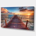 thumbnail image 2 of Sunset over Wooden Sea Pier - Modern Canvas Art Print, 2 of 4