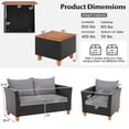 thumbnail image 3 of Costway 4 PCS Wicker Patio Furniture Set with Removable Cushions Storage Coffee Table Gray, 3 of 8