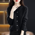 thumbnail image 2 of cfhntfmh Cardigan pour Femmes à Manches Longues, Hauts Doux, Col Ras du Cou, Uni, Manteau Chandail à Boutons, Automne 2024, 2 of 3