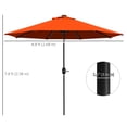 thumbnail image 3 of Outsunny 9ft Solar Patio Umbrella with LED Lights Tilt Canopy, Orange, 3 of 10