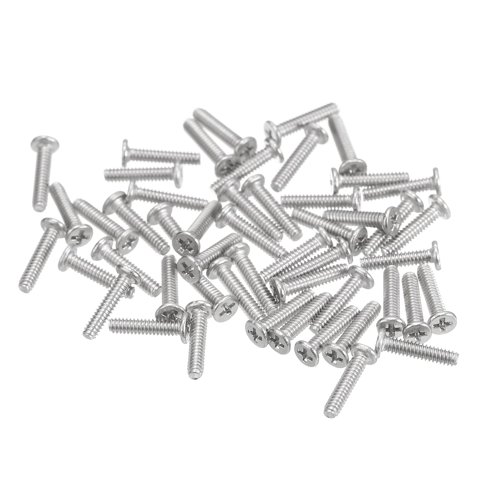 Unique Bargains M1.4x0.3x6mm 50Pack Metal Flat Round Head Screws Phillips Drive Machine Bolt