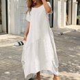 thumbnail image 2 of Pompotops Women's Summer Short Sleeve Solid Color Soft Comfortable Long Dress On Sale, 2 of 6