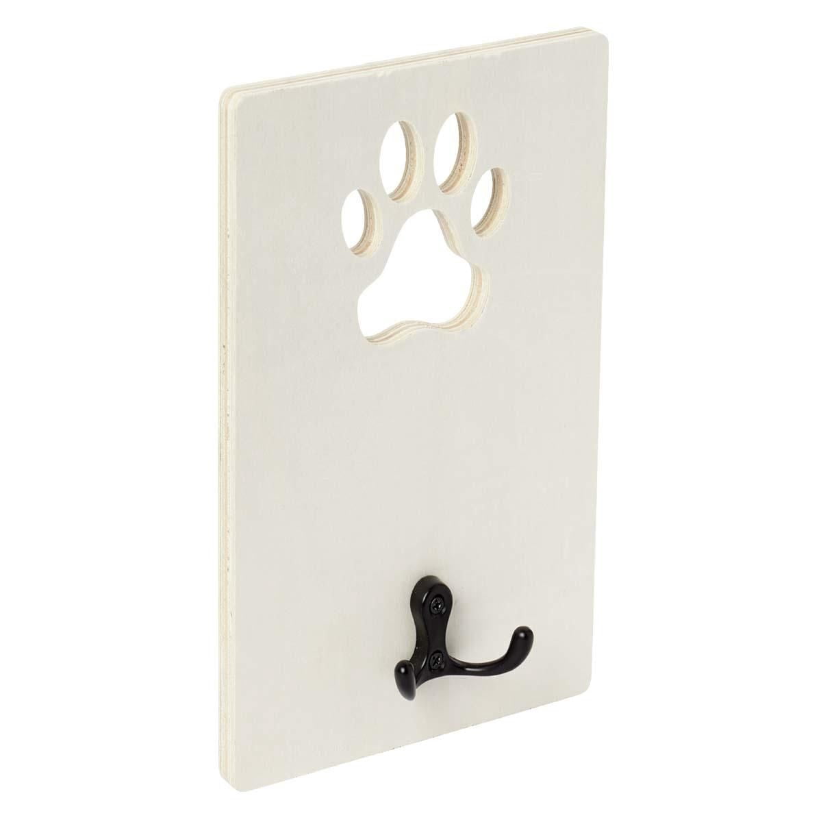 Plaid Unfinished Wood Surfaces Pet Leash Holder, 6" x 8" x .5"
