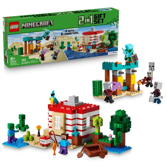 LEGO Minecraft Adventure Worlds Gift Set - Building Toys for Boys & Girls, Ages 8+ - Minecraft Toy Minifigures & Playsets - Gift for Birthdays - 66833