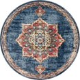 thumbnail image 1 of Unique Loom Tapis d'Inspiration Vintage 7' x 7' Rond Bleu Marine/burgundy, 1 of 2