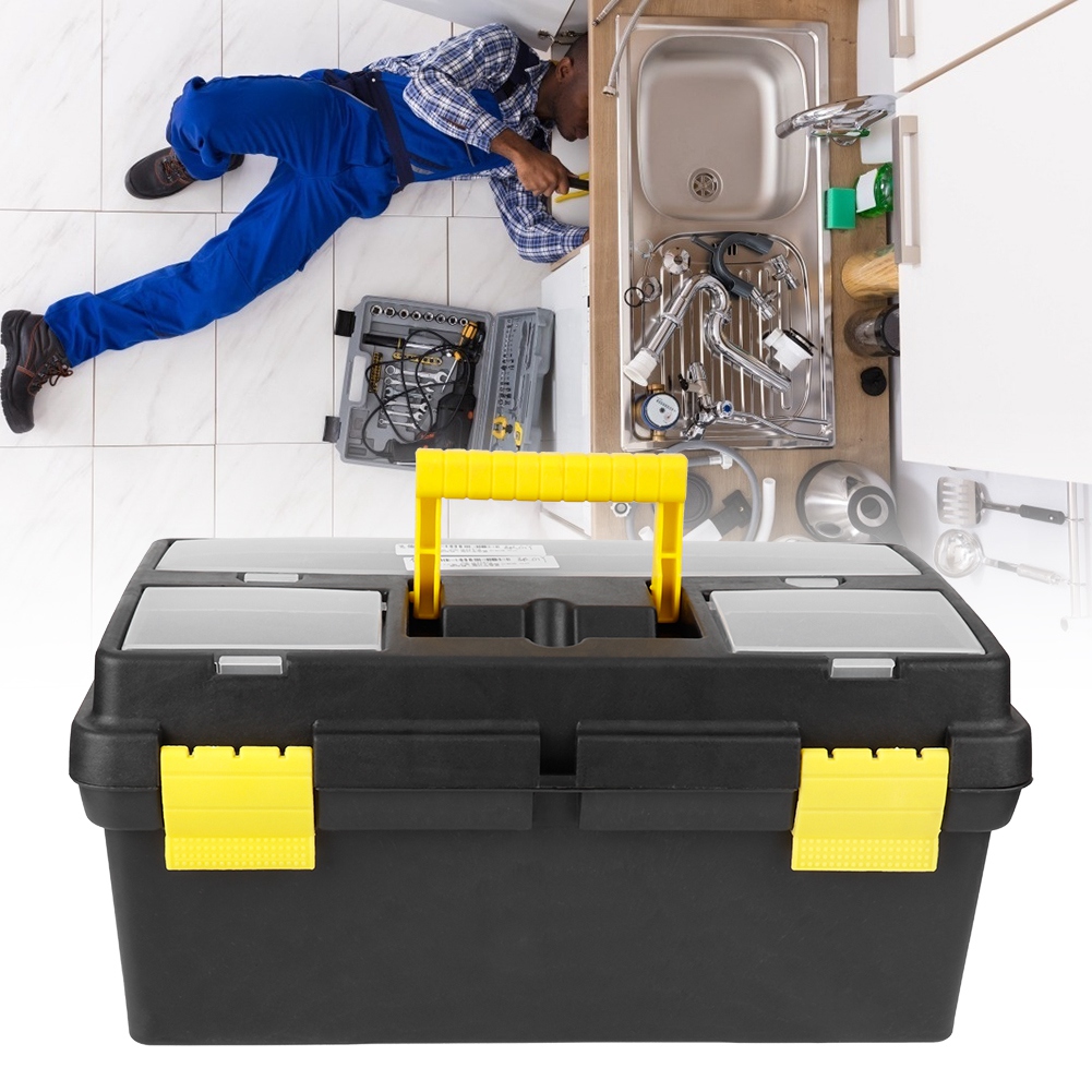 Storage G-559-3 Large Medium Plastic Toolbox Lockable Removable Storage Box Tool Case