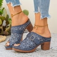 thumbnail image 4 of Wdhugt Floral Embroidered High Heel Slippers For Women Metal Buckle Half-Covered Toe Spring Summer Style Us Size 6 Heel Height 2.87 Inches Pu Material, 4 of 9