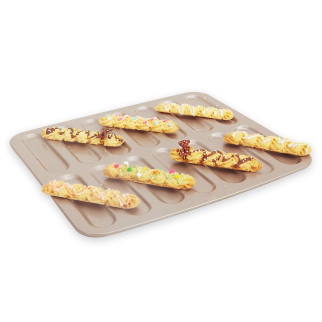Moule à Gâteau Eclair, Mini Moule à Biscuits Biscuits Eclair Antiadhésif à 14 Cavités pour Cuisson au Four