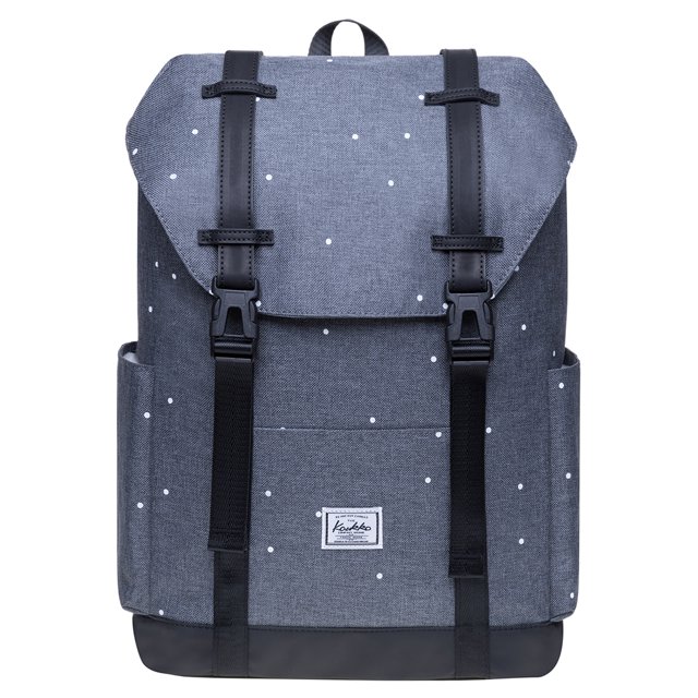 KAUKKO Sac à Dos Décontracté Vintage en Polyester et Cuir (Nylon Greydot)