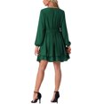 thumbnail image 3 of INSPIRE CHIC Robe Patineuse Mini Évasée pour Femme d'Automne à Col Rond à Manches Longues avec Ceinture à la Taille à Volants TG Vert Foncé, 3 of 5