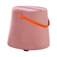 thumbnail image 3 of Abbracc Portable Round Ottoman Changing Shoes Stool Bench with Handle Space-Saving Solid Pink, 3 of 9