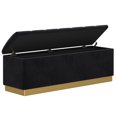 thumbnail image 3 of Contemporary Velvet & Faux Leather Storage Ottoman, 3 of 8