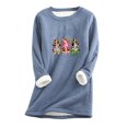 thumbnail image 2 of Blouses pour Femmes Col Rond Poche Épaissie Peluche Chaude Manches Longues Hauts Chandails en Molleton en Liquidation, 2 of 5
